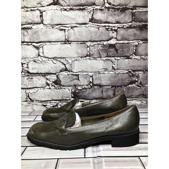 Salvatore Ferragamo Boutique Green Suede Leather Logo Pump Shoes Women Sz 8.5 2A - Picture 10 of 16